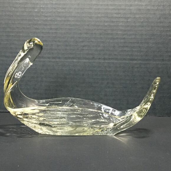 Vintage Heavy Clear Glass Bird Swan Animal‎ Bowl Serving Dish - Picture 7 of 16